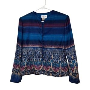 Vintage Silk Papell Blue and Purple Floral Blazer